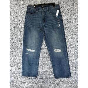 GAP Mens Relaxed Fit Jeans 34x32 Distressed Blue Denim NWT